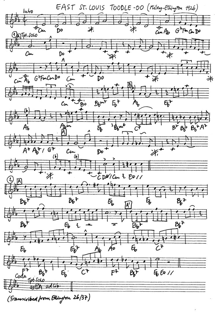 east st louis toodle-oo leadsheet – book us for your next 20s or gatsby event